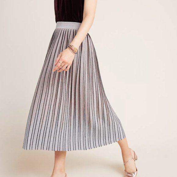 Anthropologie Dresses & Skirts - Maeve Pilar Pleated Metallic Midi Skirt
